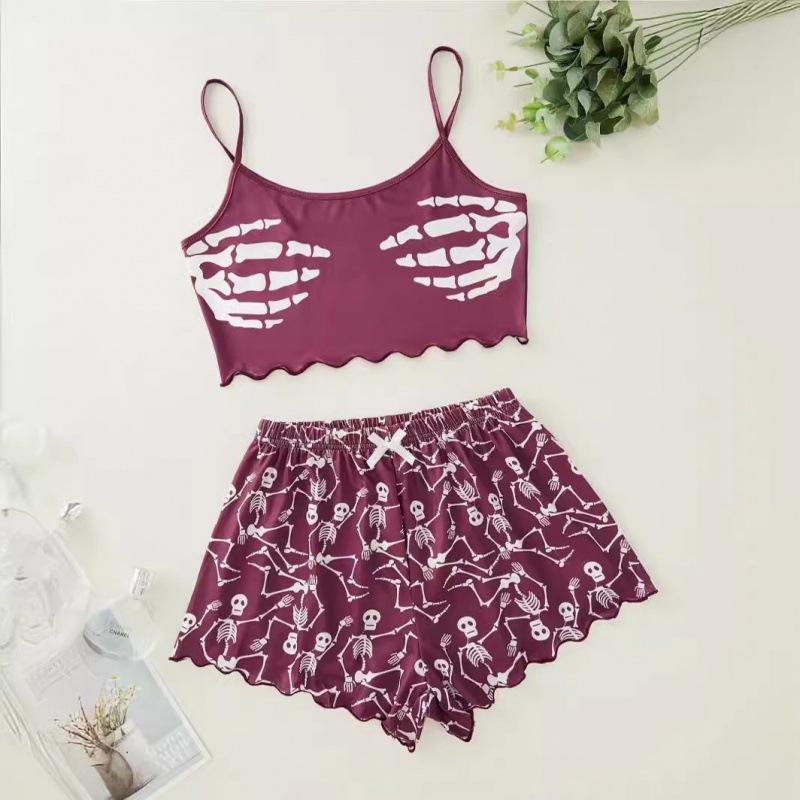 European and American Sleeveless Tank Top & Shorts Two-Piece Pajama Set for Women