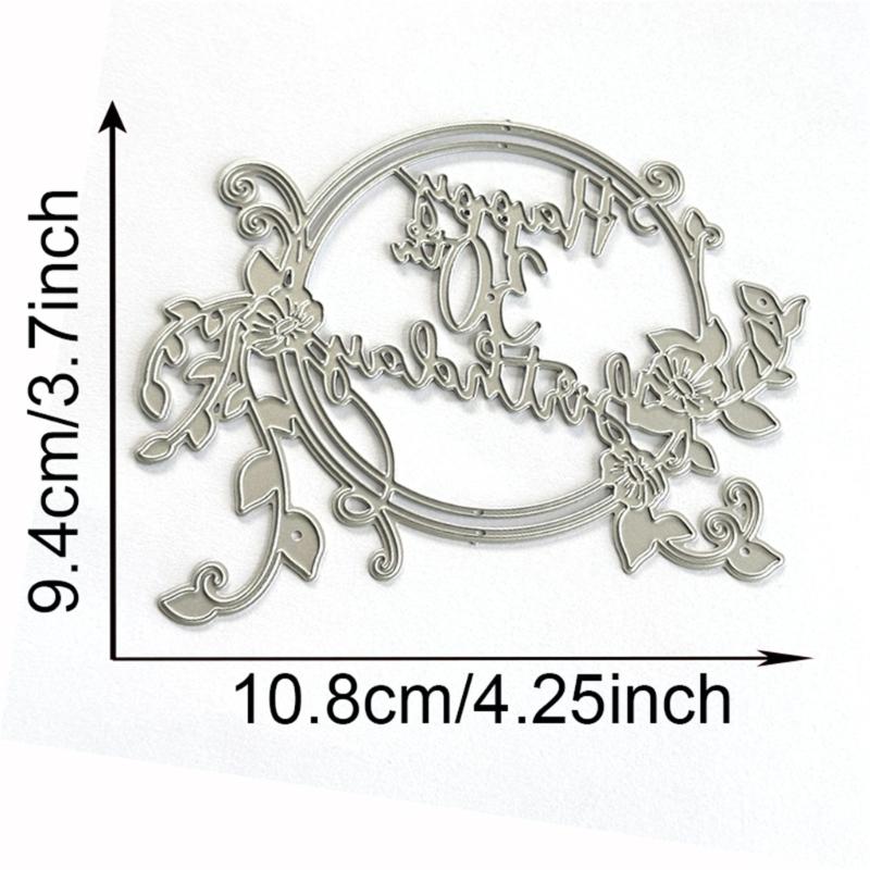 Happy Birthday Die Cut Stencils Birthday Wreath Carbon Steel Cutting Die Scrapbooking Embossing Tool for Card Making