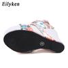 Fashion Eilyken Summer Fashion Wedge Platform Sandals Woman Buckle Strap Silk Printed Sexy Female Party Casual Shoes