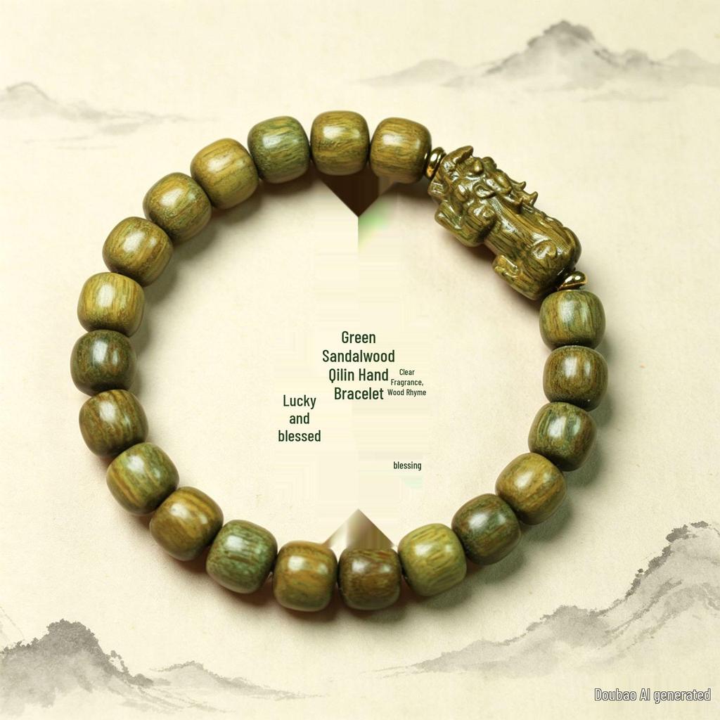 Argentina Green Sandalwood Beaded Bracelet: 8mm Buddhist Rosary for Men & Women