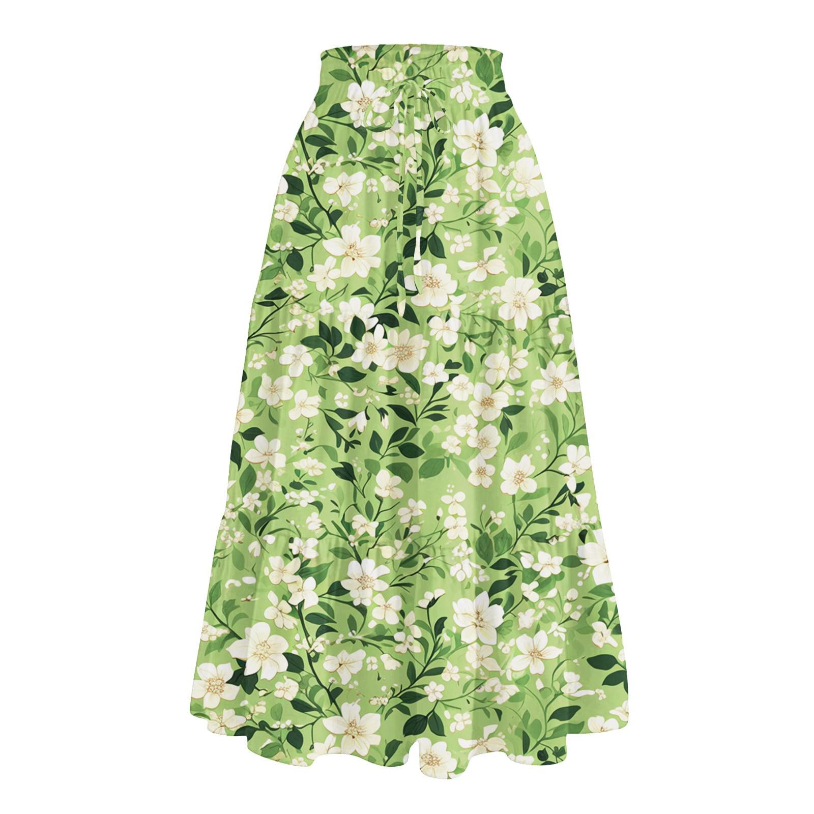 

Женская повседневная и модная юбка с цветочным принтом и эластичным поясом, свободная юбка с талией XL