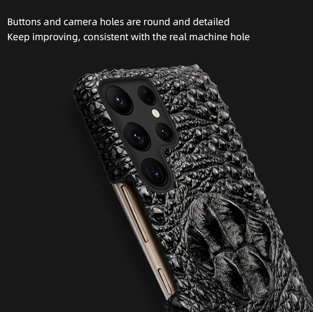 3D Head Crocodile Pattern Leather Phone Case for Samsung Galaxy S26 S23 S24 S25 Ultra S22 Plus 20 A55 5G Luxury Back Cover