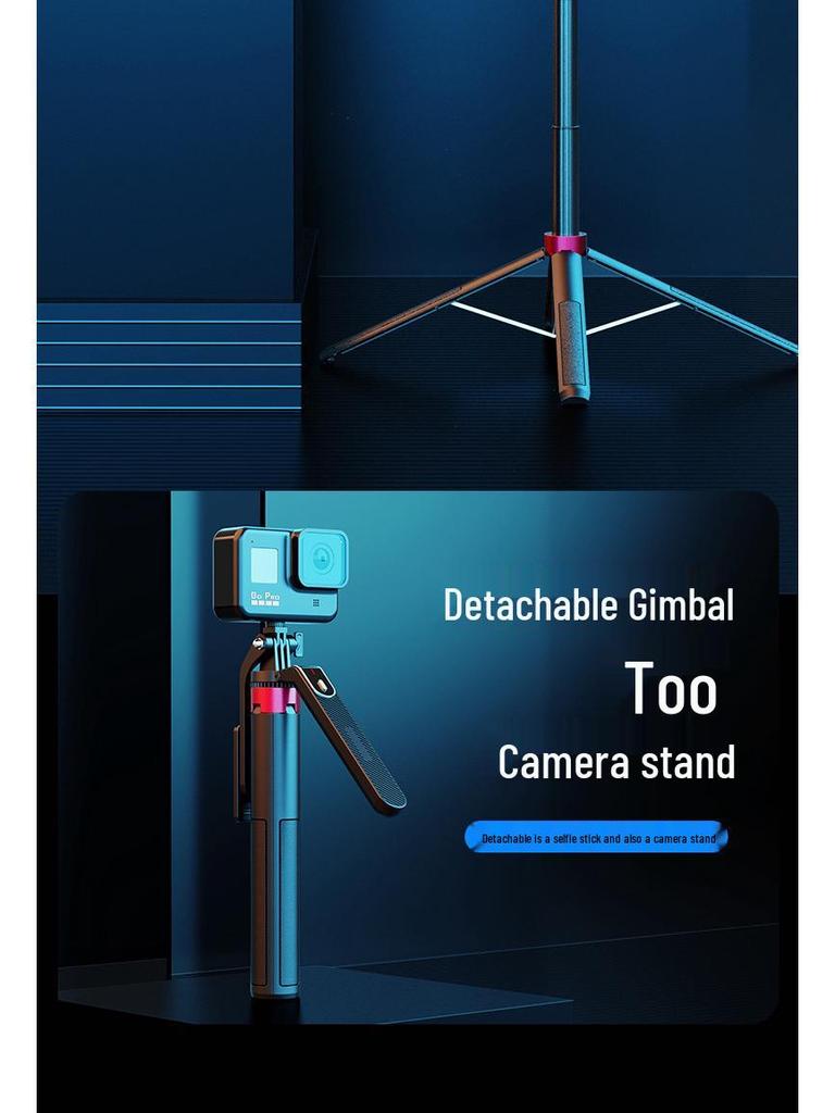 1.8m P185 Anti-Shake Stabilizer Gimbal for GoPro - Multi-Function Selfie Stick & Aluminum Alloy Tripod for Live Broadcast