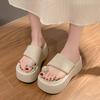 Fashion Women High Platform Slippers New 2025 Summer Beach Flip-Flops Ladies 8CM Wedge Heels Flock Shoes Woman Outside Chunky Sandals