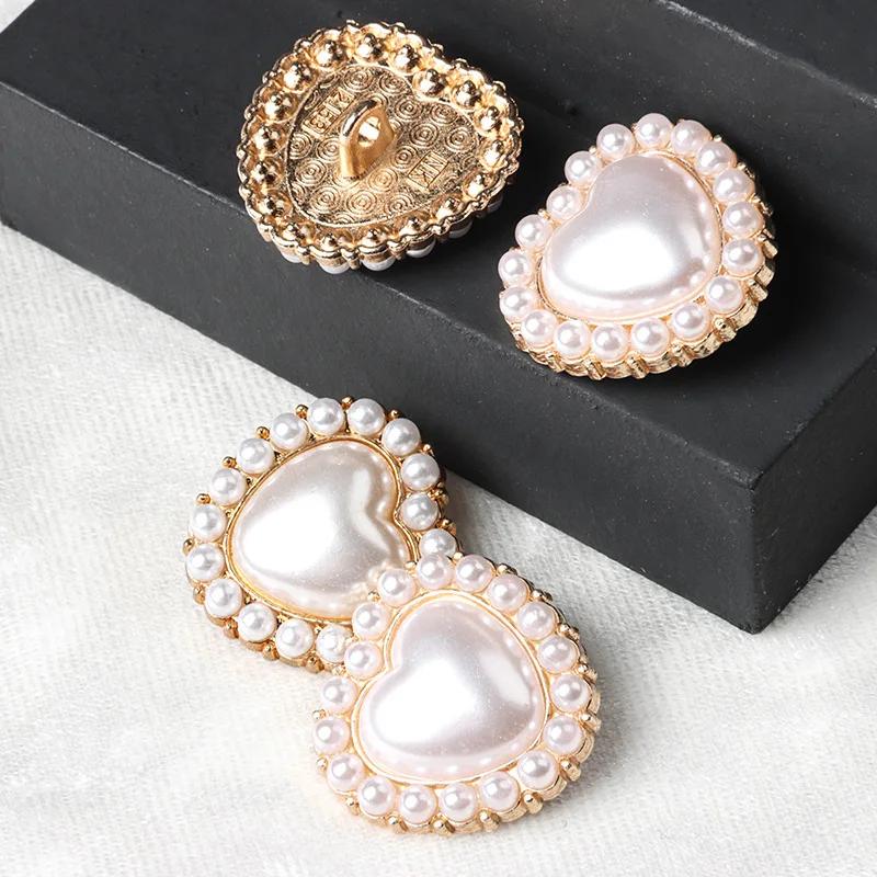 10pcs-23MM Alloy Shiny Rhinestone Pearl Clothing Buttons DIY Clothing Sewing Button Handmade Needlework Decorative Sewing