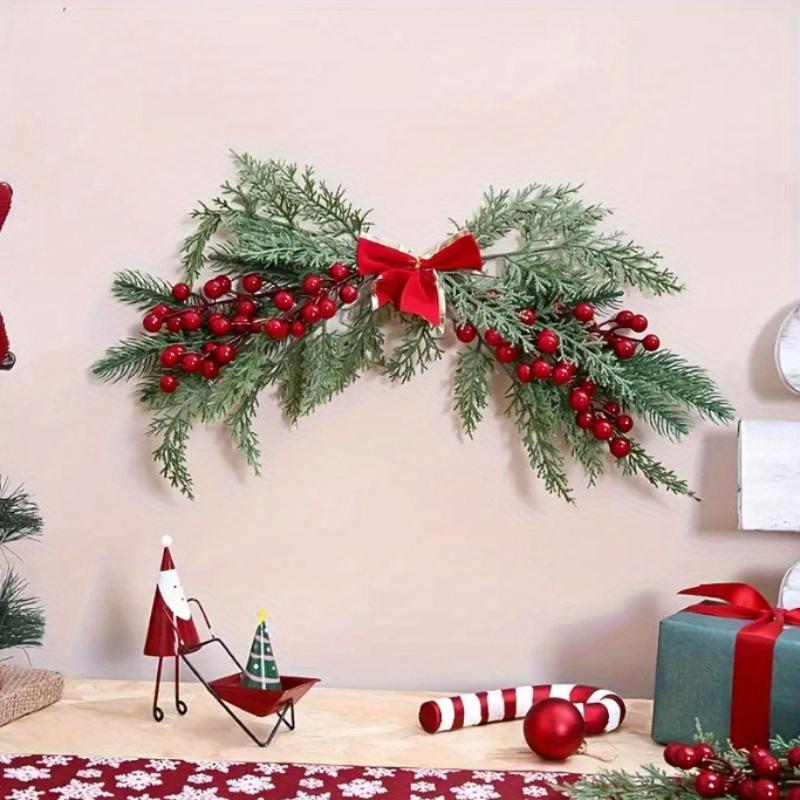 

1 шт. Рождественские украшения красный плод бант сосновая игла настенное украшение подвеска на перемычку окна, подарок на Хэллоуин Рождество