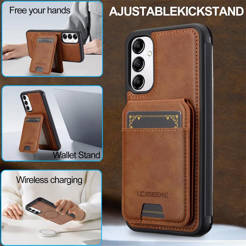 2 In 1 Magsafe Leather Phone Case For Samsung Galaxy A56 A36 A16 A15 A14 A34 A35 A55 A54 A53 A52 A17 Magnetic Card Holder Cover