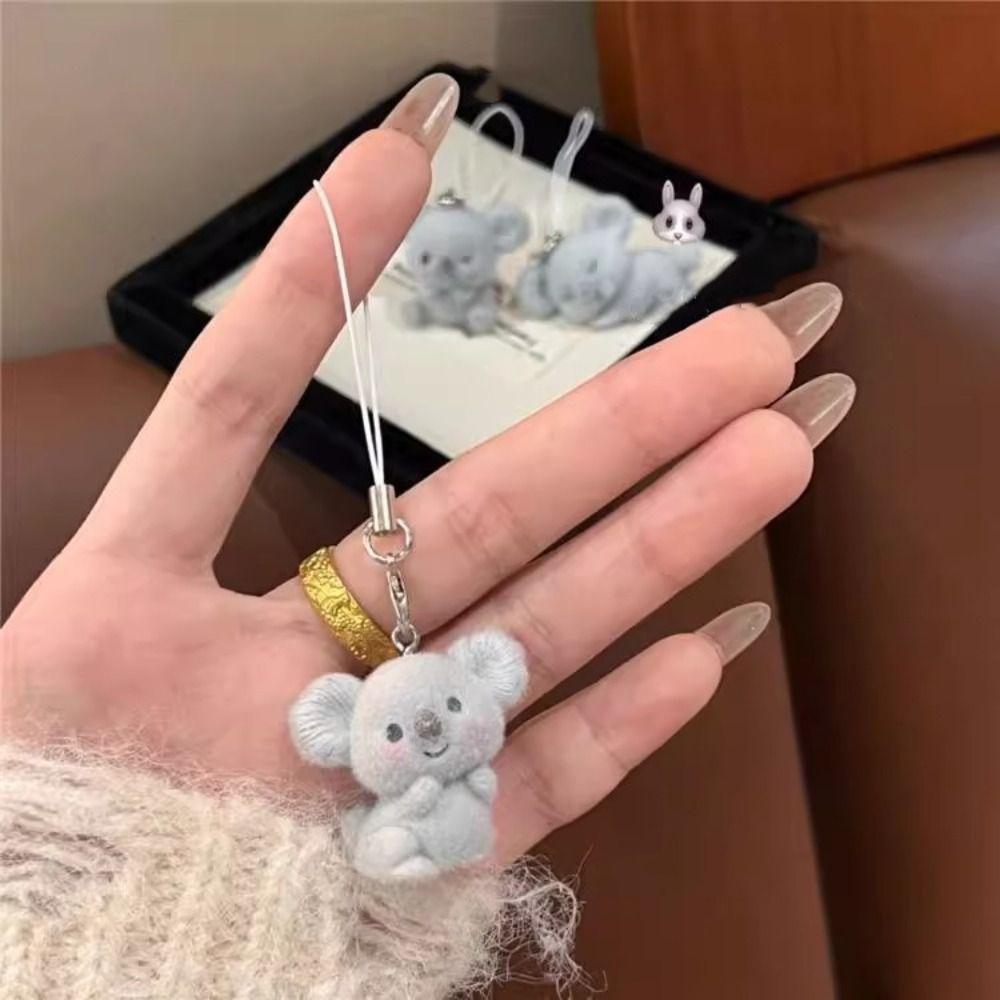 Bag Charm 3D Flocking Pendant Pet Pendant Koala Key Ring Koala Animal Keychains  Friend Gift