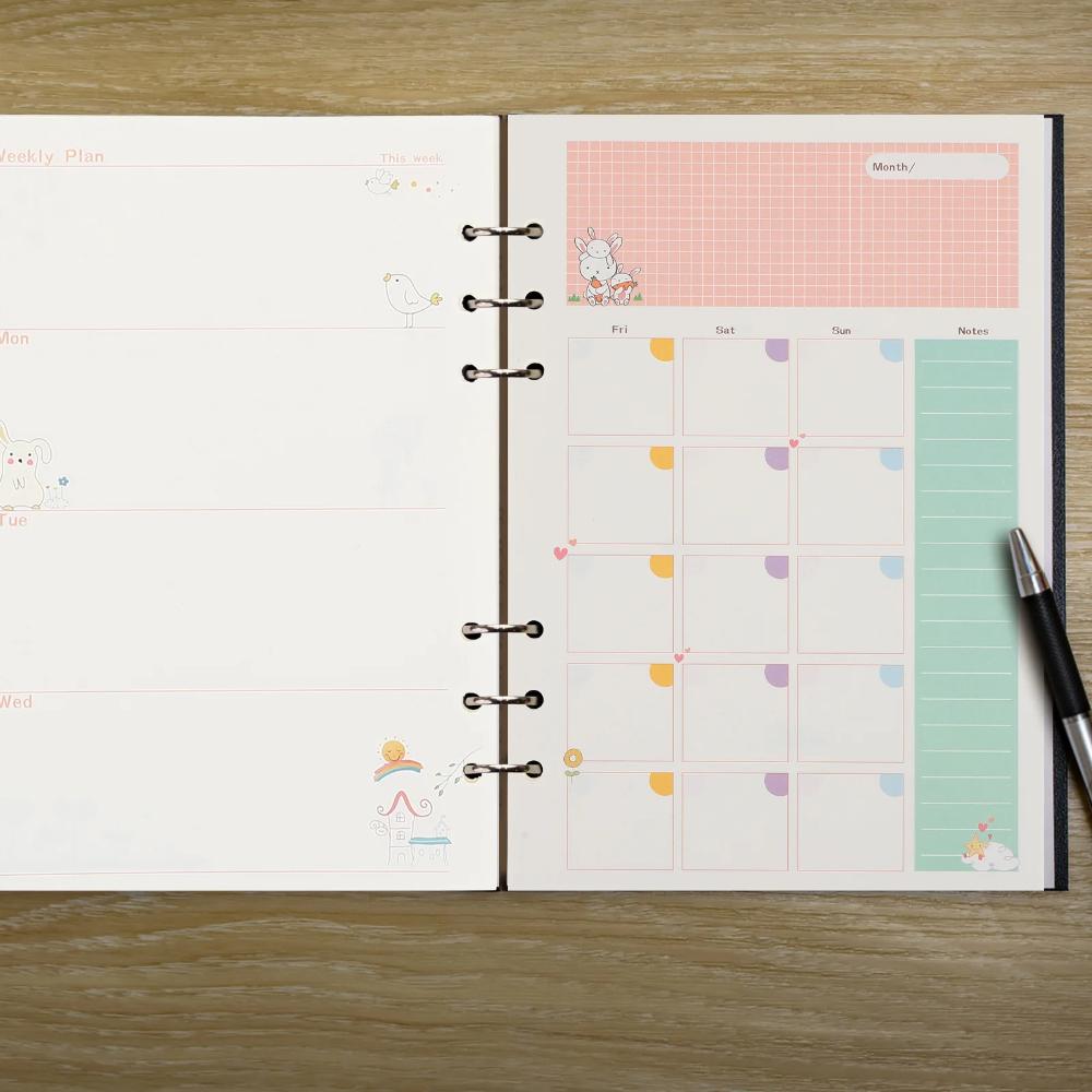 A6 Loose Leaf Notebook Paper Refill Spiral Binder Inner Page Filler Weekly Monthly Schedule Notes Printing Stationery Office School