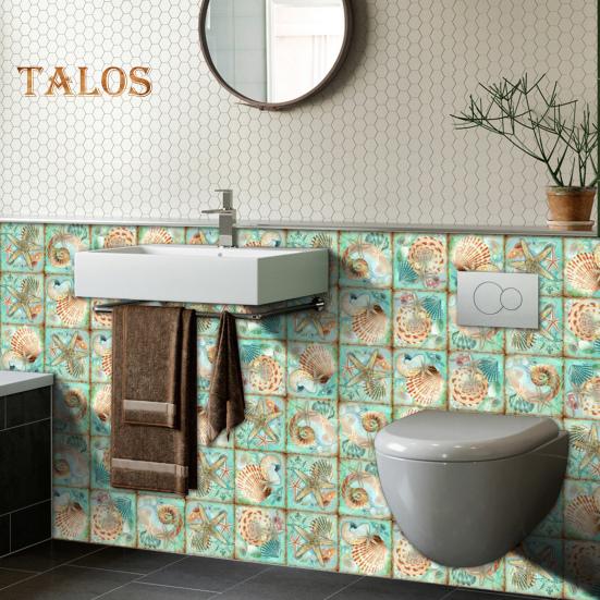 

24 шт. настенные наклейки, легко наклеиваемые украшения, простое управление, ретро морская звезда, ракушка, плитка, наклейки, товары для дома