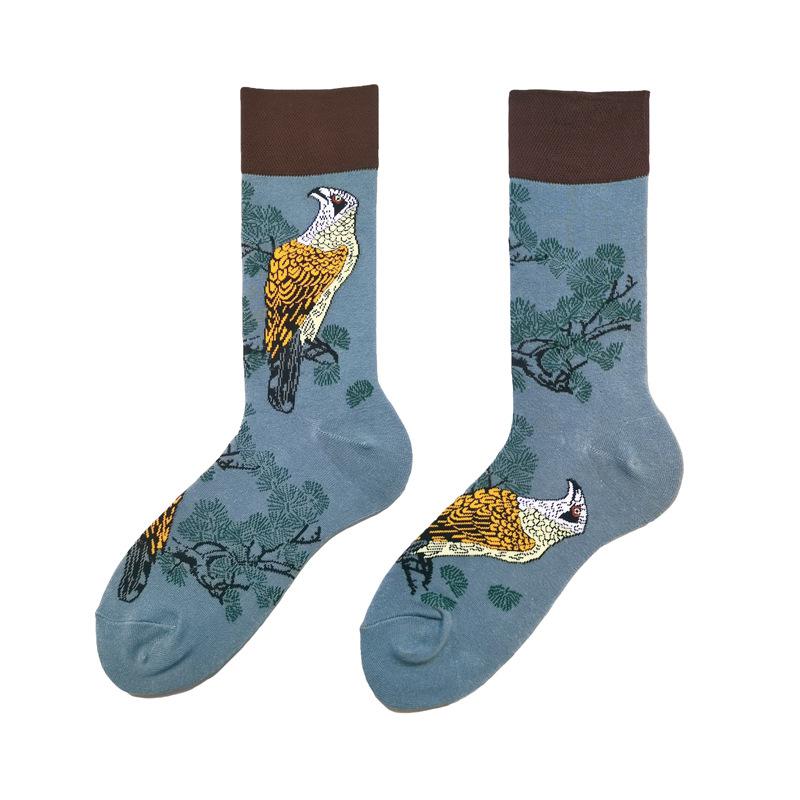 Personalized Cartoon AB Mismatched Socks Fashion Crew Couple Cotton Socks Women's Fancy Flower Fruit Tiger Print Funny Socks