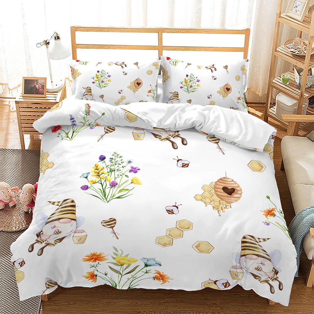 Honey Villain Illustration Digital Printing Quilt Set Three-Piece Set Two-Piece Set
