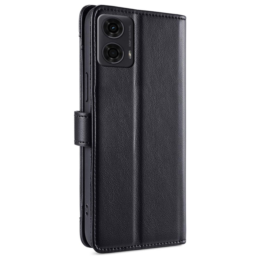 Flip Case for Motorola Moto G04 / G24 / G24 Power, Wallet Zipper Pocket, Black