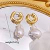 Personality Enfashion Metal Heart Dangle Korea Earrings for Women Charm Gold Color Hoop Earrings Luxury Jewelry Accessories Gift