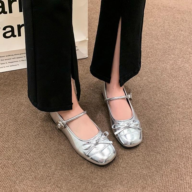 

Fashion Women s Shoes 2024 Fashion Buckle Women Flats Spring Square Toe Shallow Solid Solft Sole Casual Comfortable Office Ladies Shoes 35 серебряный