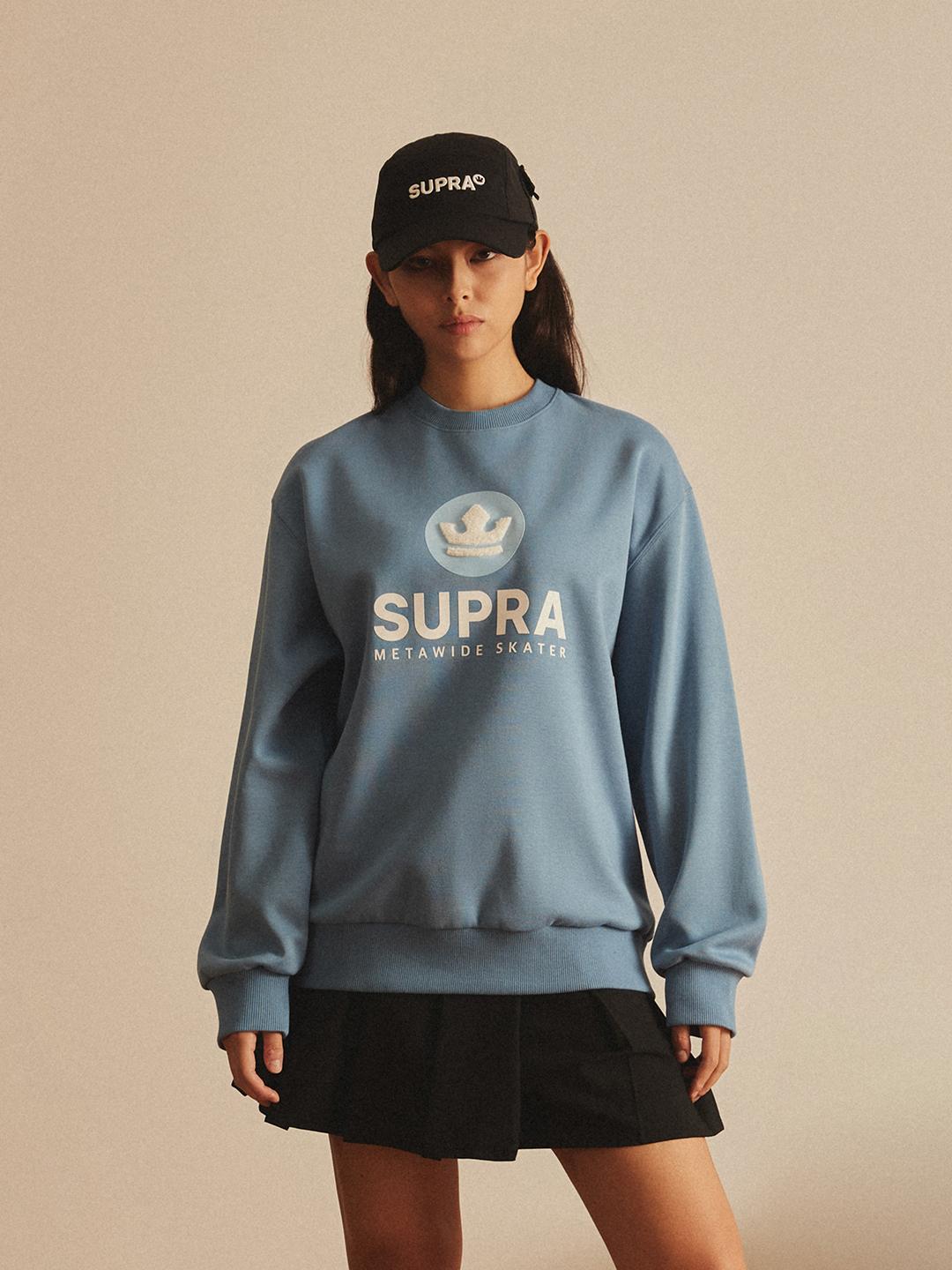 Свободная толстовка Supra Essential с вышивкой и фактурой букле (Светло-синий) Sbs/S