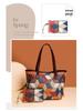 Cross-Border Patchwork Color-Block Tote: Large Capacity 3D Handbag for Moms