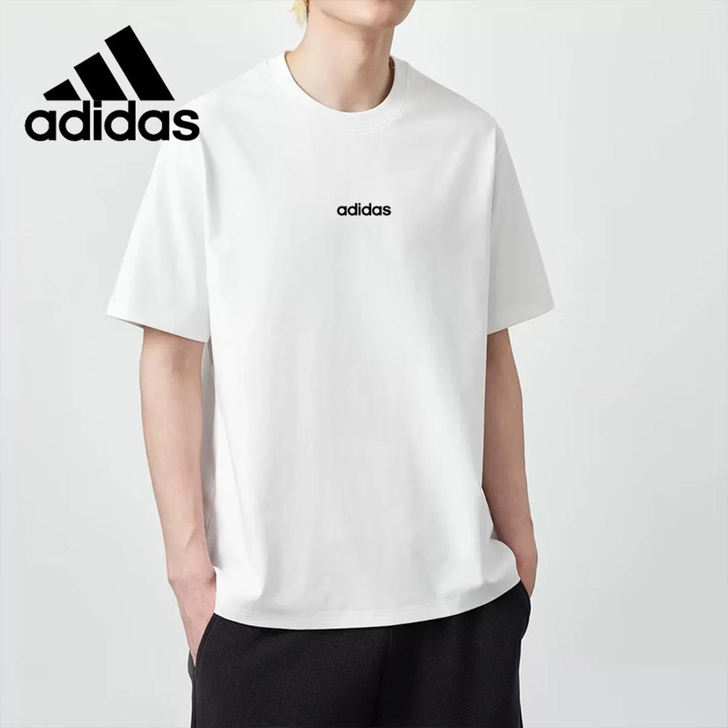 

Adidas Short-Sleeve Sportswear for Men And Women, Casual Versatile Outdoor Fitness Top L чорний/білий
