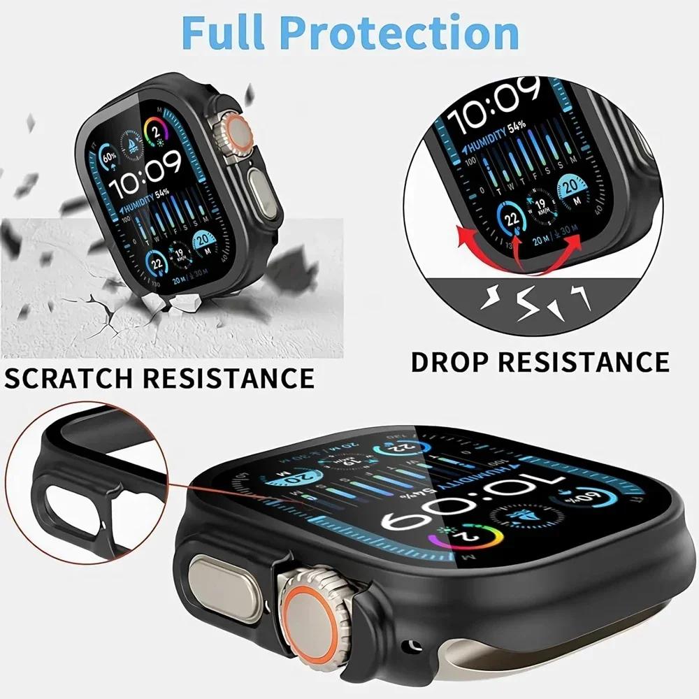 Hard Case For Apple Watch Ultra 3/2 49mm Screen Protector Tempered Glass Bumper Anti-Scratch Cover For iWatch Ultra 3/2/1 49mm