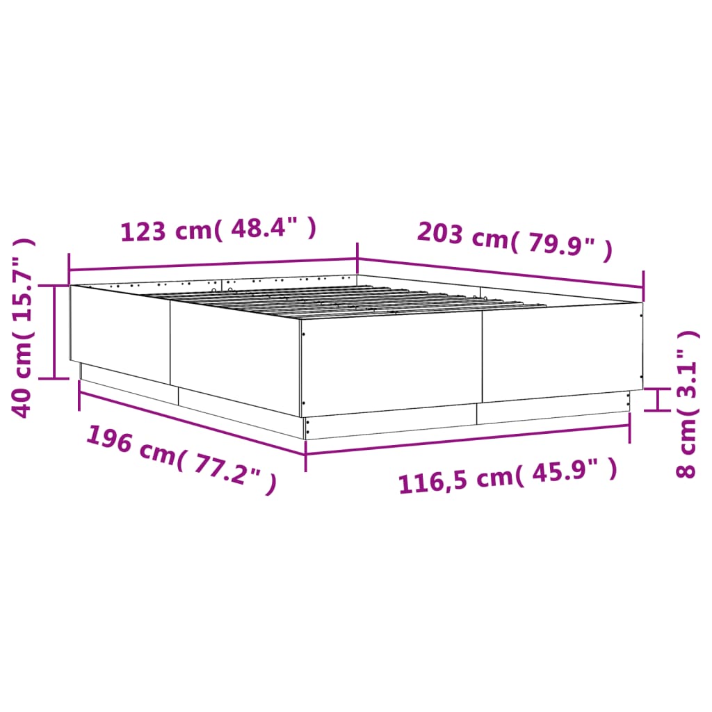 Bed Frame Concrete Grey 120x200 cm Engineered Wood