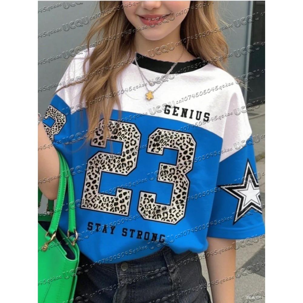 

Summer fashion leopard print round neck women s loose short sleeved shirt 6XL