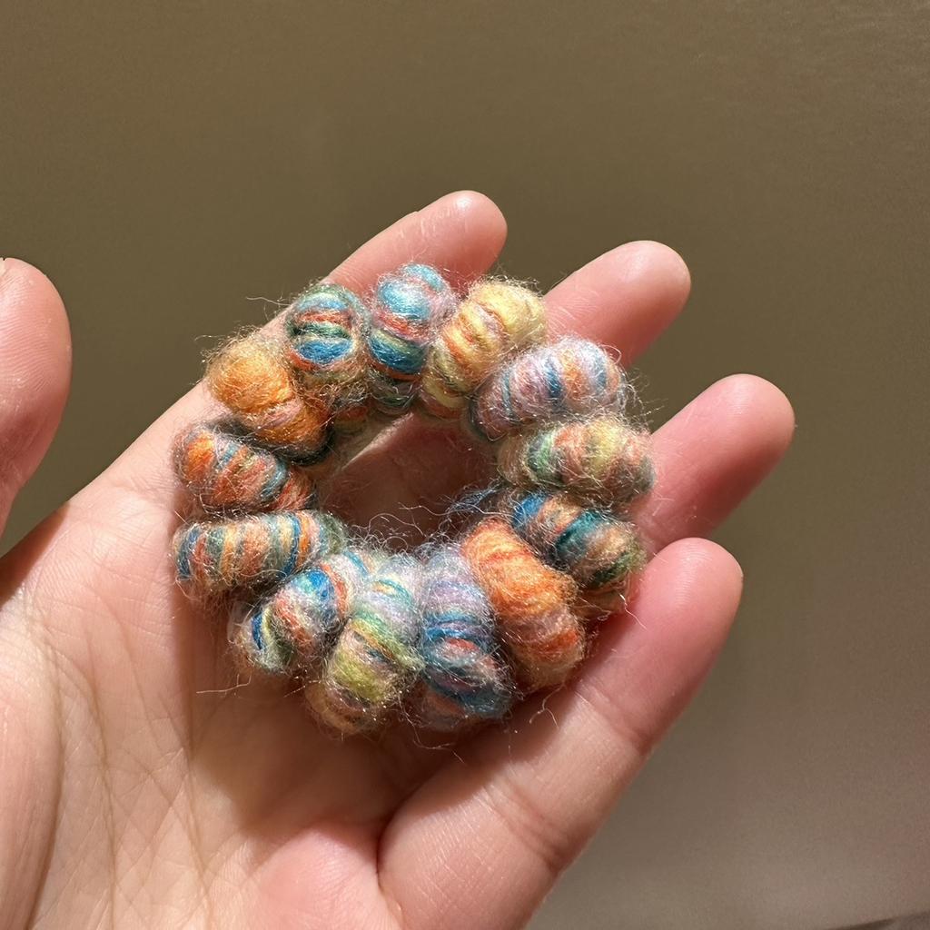 Beautiful Colorful Yarn Hairbands for Women Telephone Coil Shaped Strong Elastic Hairbands Autumn Winter Headwear