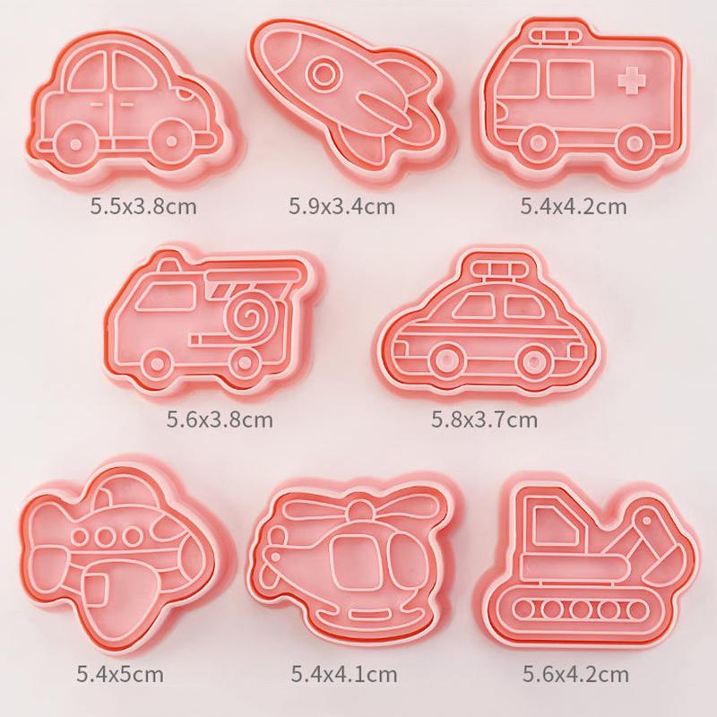 8Pcs/Set Cat Cookie Cutters Plastic 3D Cartoon Pressable Biscuit Mold Cookie Stamp Kitchen Baking Pastry Bakeware Tool
