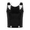Women's Sexy Clubwear Patent Leather Tank Tops Fashion Wet Look Sleeveless Crop Tank Tops Vest