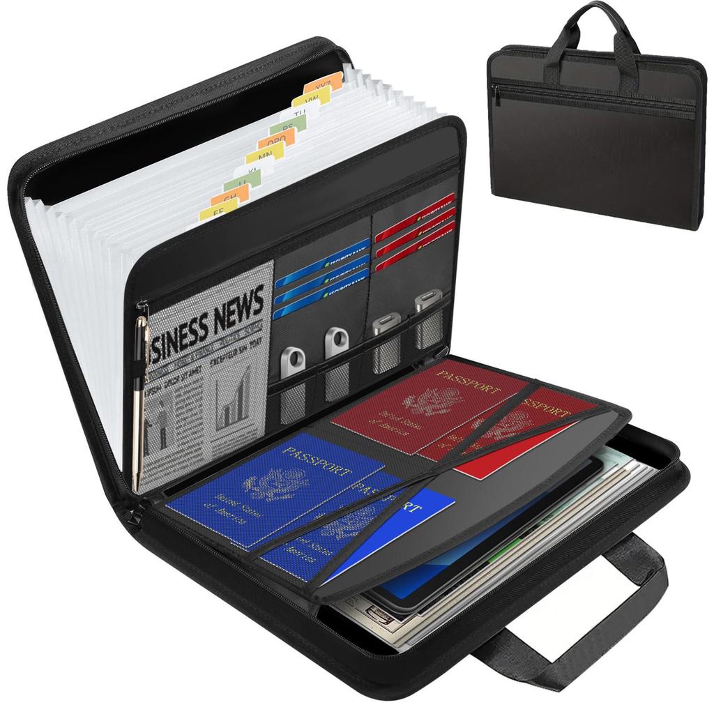 Fireproof Waterproof 13-Layer Expanding Accordion File Organizer Bag - Large Capacity