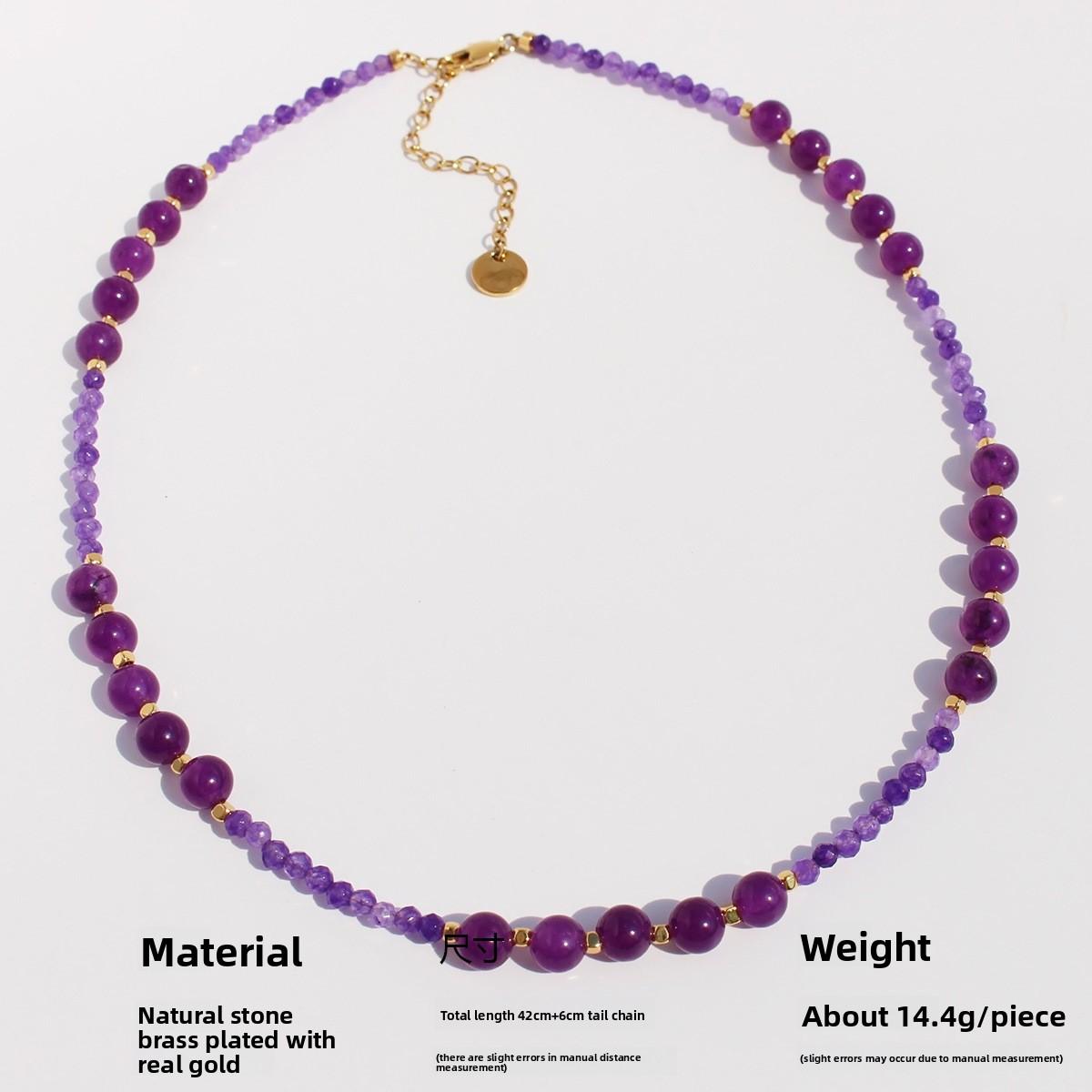 

Благородный фиолетовый ожерелье из натурального камня с бусинами Премиальный кристалл Барочный жемчуг Многослойная цепочка для ключицы