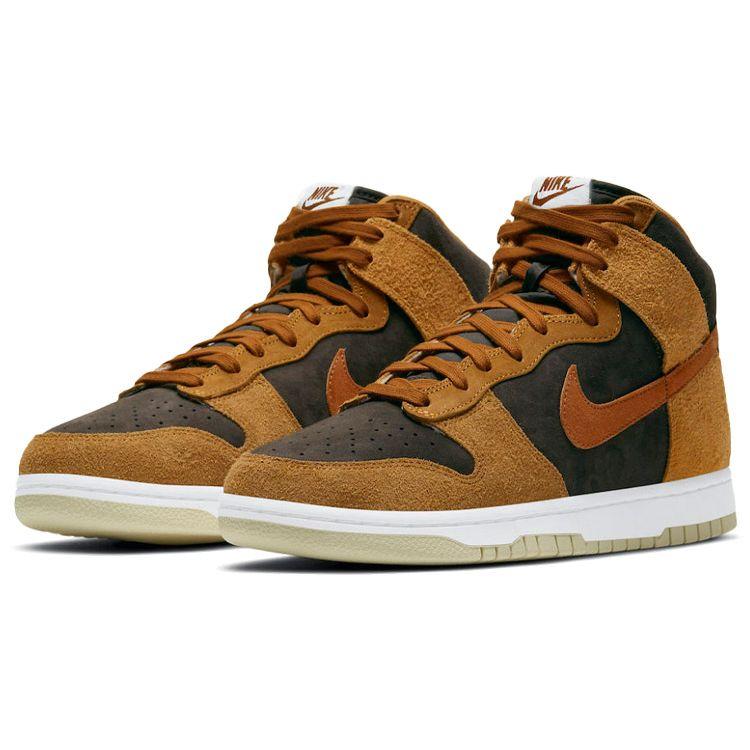Nike Dunk High Premium Dark Curry Unisex Sneakers Brown Velvet-Brown Dark-Russet DD1401-200