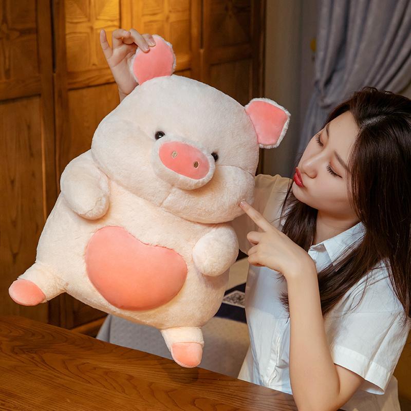 25/35/45cm Pink Doll Stuffed Sitting Lovely Pig Plush Toy Say Love Valentines' Day Present