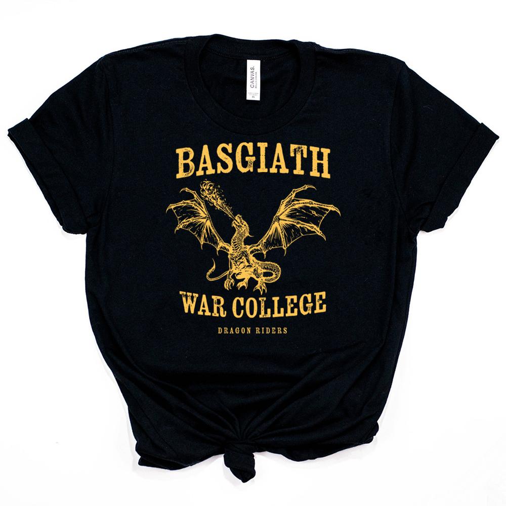 Basgiath War College Shirt Fourth Wing RoUnisextasy Fantasy YA Dark Academia Books TShirt Violet Sorrengail Xaden Riorson Tops