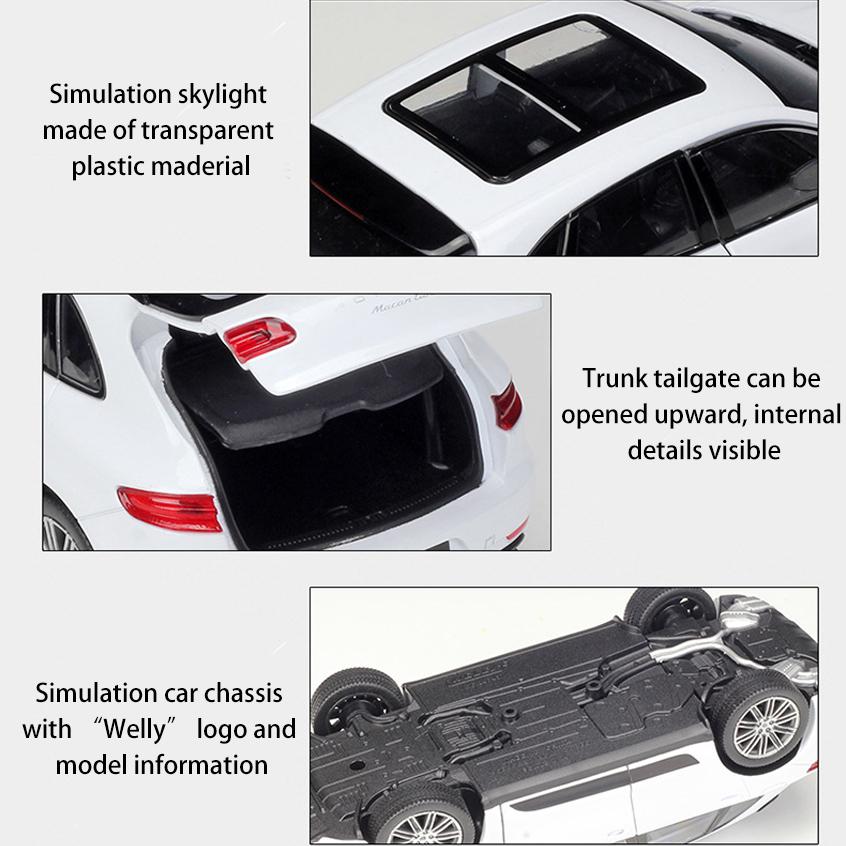 1/24 Scale WELLY Porsche Macan Turbo Alloy Car Model Diecasts Metal Toy Vehicles Car Model High Simulation Collection Childrens Gifts