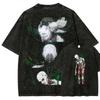 T-shirt Unisex Stile Punk Classico Stampa Anime Ghost in the Shell Cotone Lavato Vintage Casual Estiva Nuova T-shirt Corta