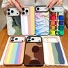 Floral Stripe Pattern Case For iPhone 17 16 Pro Max Luxury Leather Texture Matte Silicone Cover For iPhone 15 14 13 Pro Max 11 16e 17e