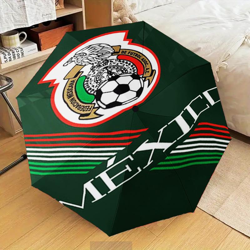 1PC Mexico Football Team Emblem Printed Umbrella Folding umbrella, automatic umbrella 8-Frame for Travel, camping Fan gifts Christmas Gifts