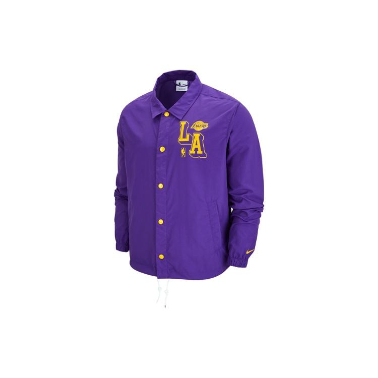 Nike NBA Courtside Los Angeles Lakers Alphabet Logo Printing Coach Jacket Purple Men s DB1440-504 M