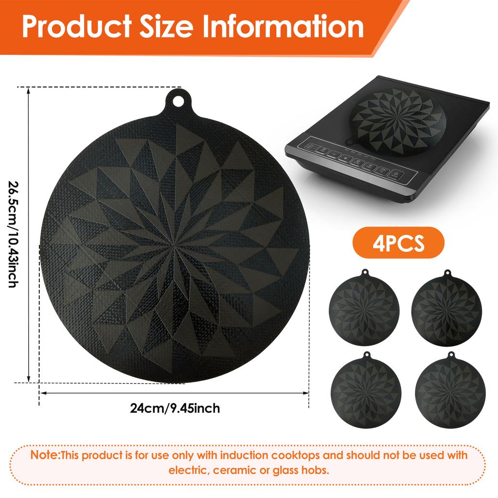 2/4Pcs Induction Cooktop Mat Multifunctional Silicone Countertop Protector Mat  Cooktop Scratch for Kitchen Cooking 24cm