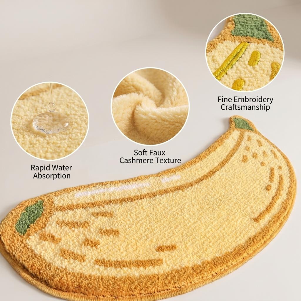 Tappeto da Bagno Morbido in Peluche di Fibra di Banana Assorbente Tappeto per Bagno Antiscivolo Tappeto per Pavimento Tappeto Decorativo per Pavimento