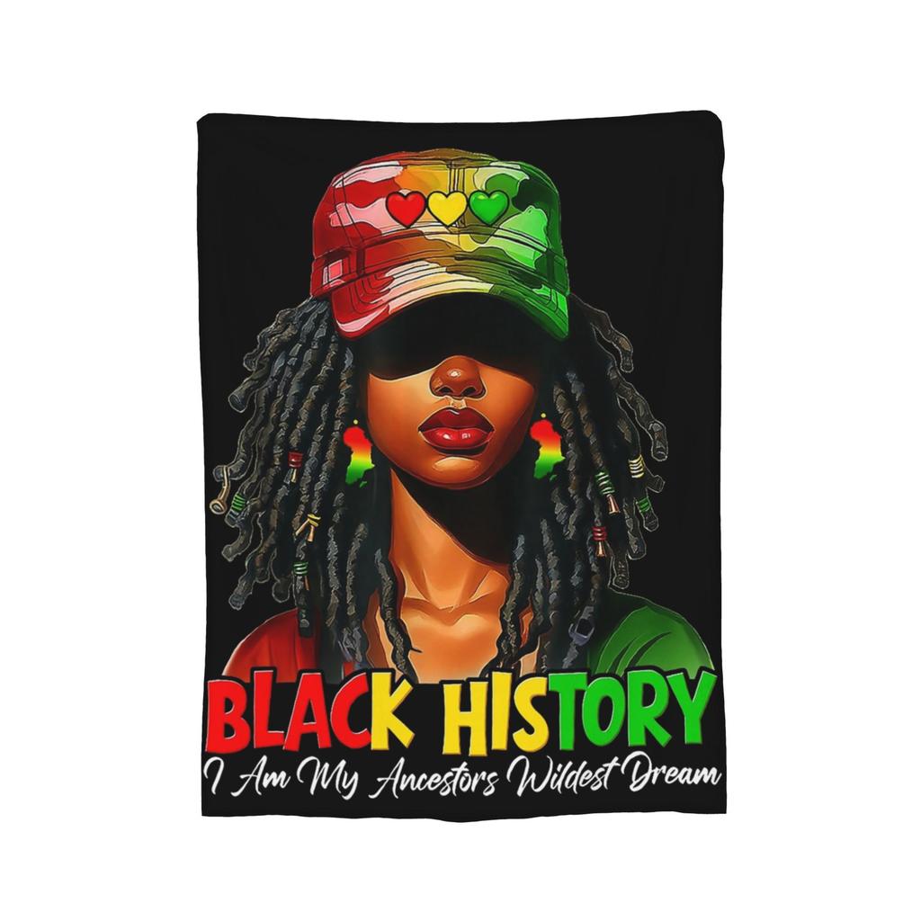 100 Years Black History Beginning 1926 Centennial Africa Blankets Wool Warm Throw Blankets for Bedding Lounge Spring/Autumn