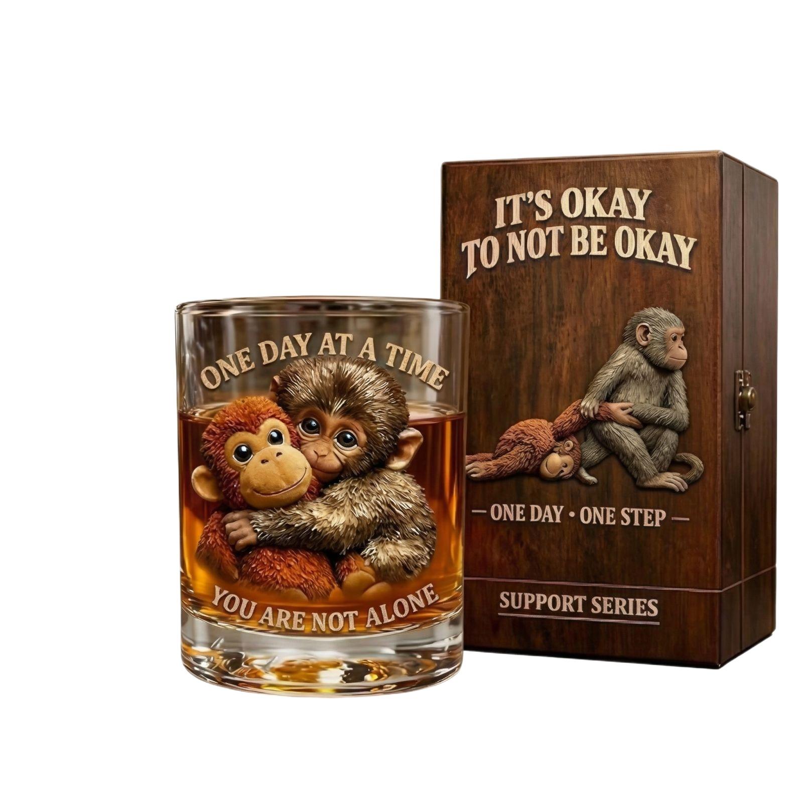 

Punch The Monkey Comfort Whiskey Glass – You Are Not Alone Edition, One Day At A Time Whiskey Glass One Size
