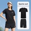 Li-Ning Skin-Friendly Comfortable Short Sleeve T-Shirt Breathable Sweat-Absorbing Versatile Shorts Fitness Set Men sets LKUI765-1