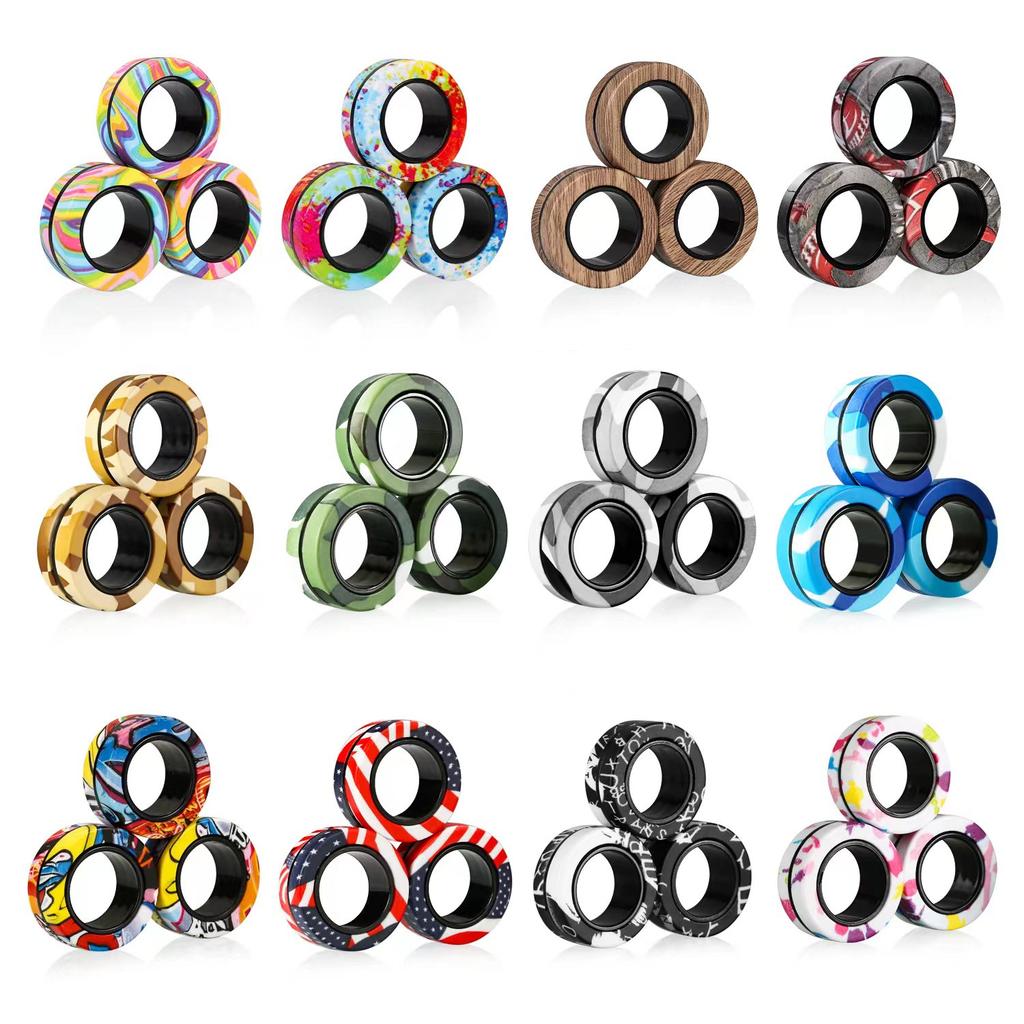 YISHIDANY 3 stk Fidget Magnetisk Ring Leker Fingre Magnetiske Ringer ADHD Stresslindring Magiske Spinner Leker for Voksne Barn Angst