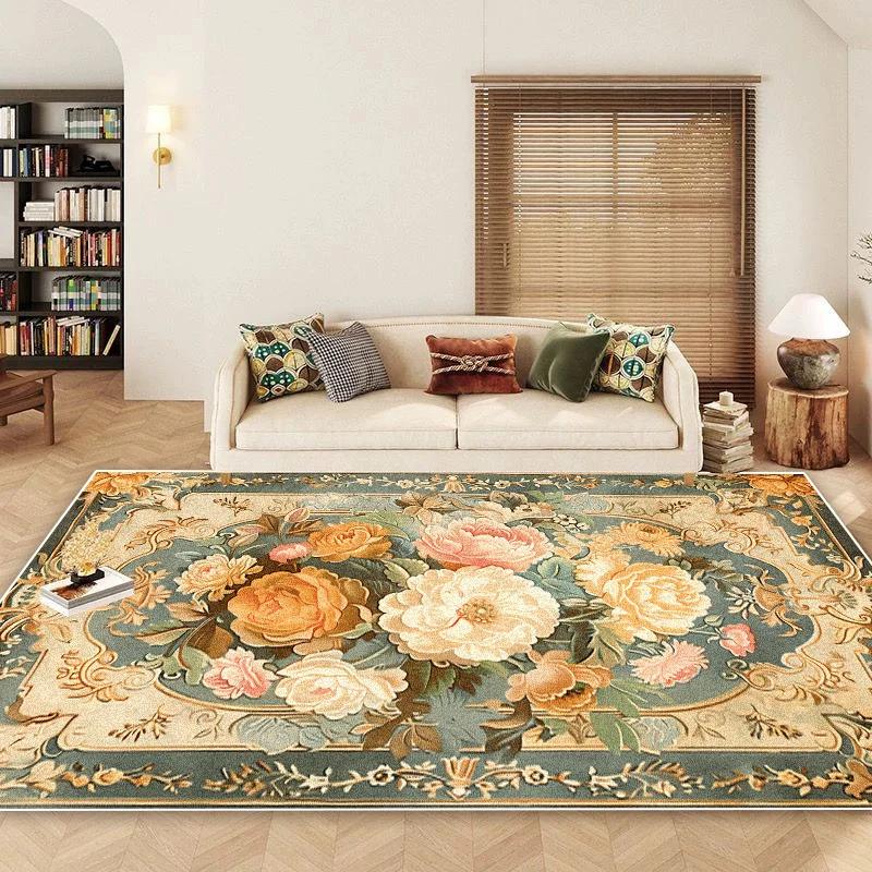 Nordic Style Flower Carpets for Living Room High-grade Floral Decoration Bedroom Large Area Rugs Non-slip Lobby Sofa Area Mats