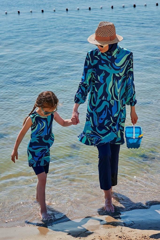 Muslimischer bescheidener islamischer Burkini-Strand-Schwimmanzug für Damen, Bademode, Hijab, Strandmode, Badeanzug 