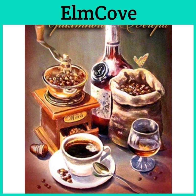 Painting Diamond Wine And Coffee Picture Of Rhinestones Diamond Embroidery Cross Stitch Kits Diamond Mosaic Full Round Drill Gift