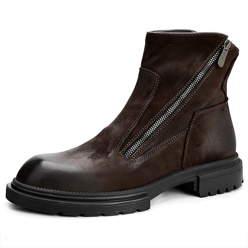

Ботинки Martin, осенняя обувь, мужские высокие ботинки челси в британском стиле в стиле ретро, натуральная кожа, низкие кожаные ботинки Locomotive 42 темно-коричневого
