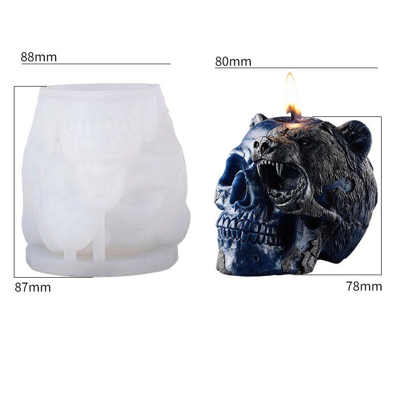 Silicone Skull Mold White Bear Head Skull Mold Scented Candle Mold Diy For Diy Craft Halloween Party Decoration белый