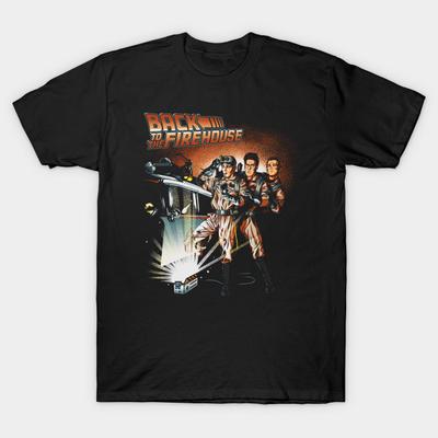 Asian Size Men Print T-shirt Back To The Firehouse No-Cut Heat Transfer Print Cotton Tshirt